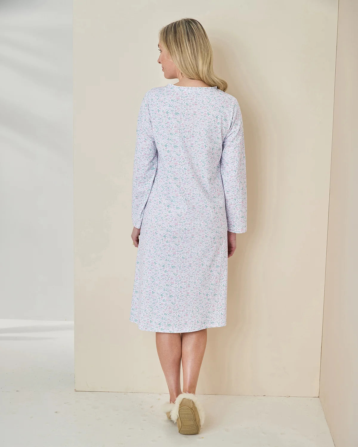 Adelina Floral Long Sleeve Pure Cotton Nightdress
