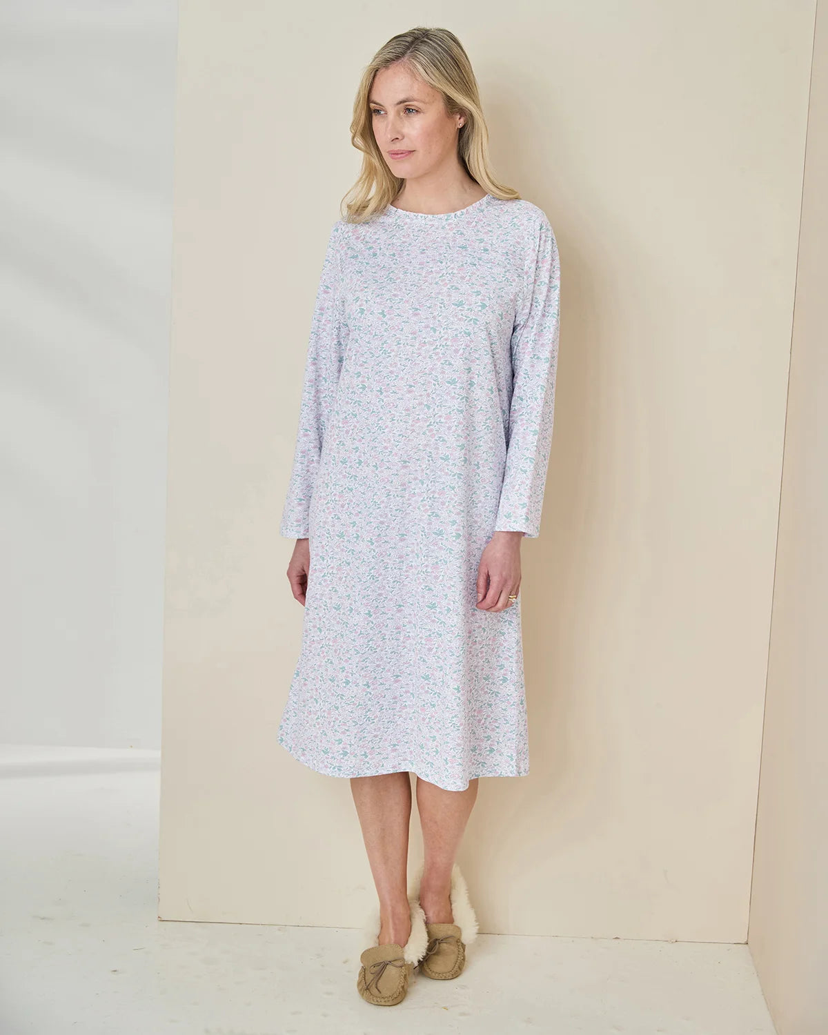 Adelina Floral Long Sleeve Pure Cotton Nightdress