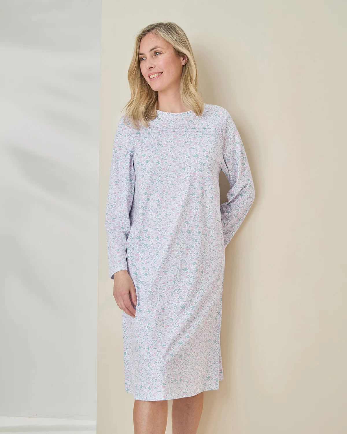 Adelina Floral Long Sleeve Pure Cotton Nightdress