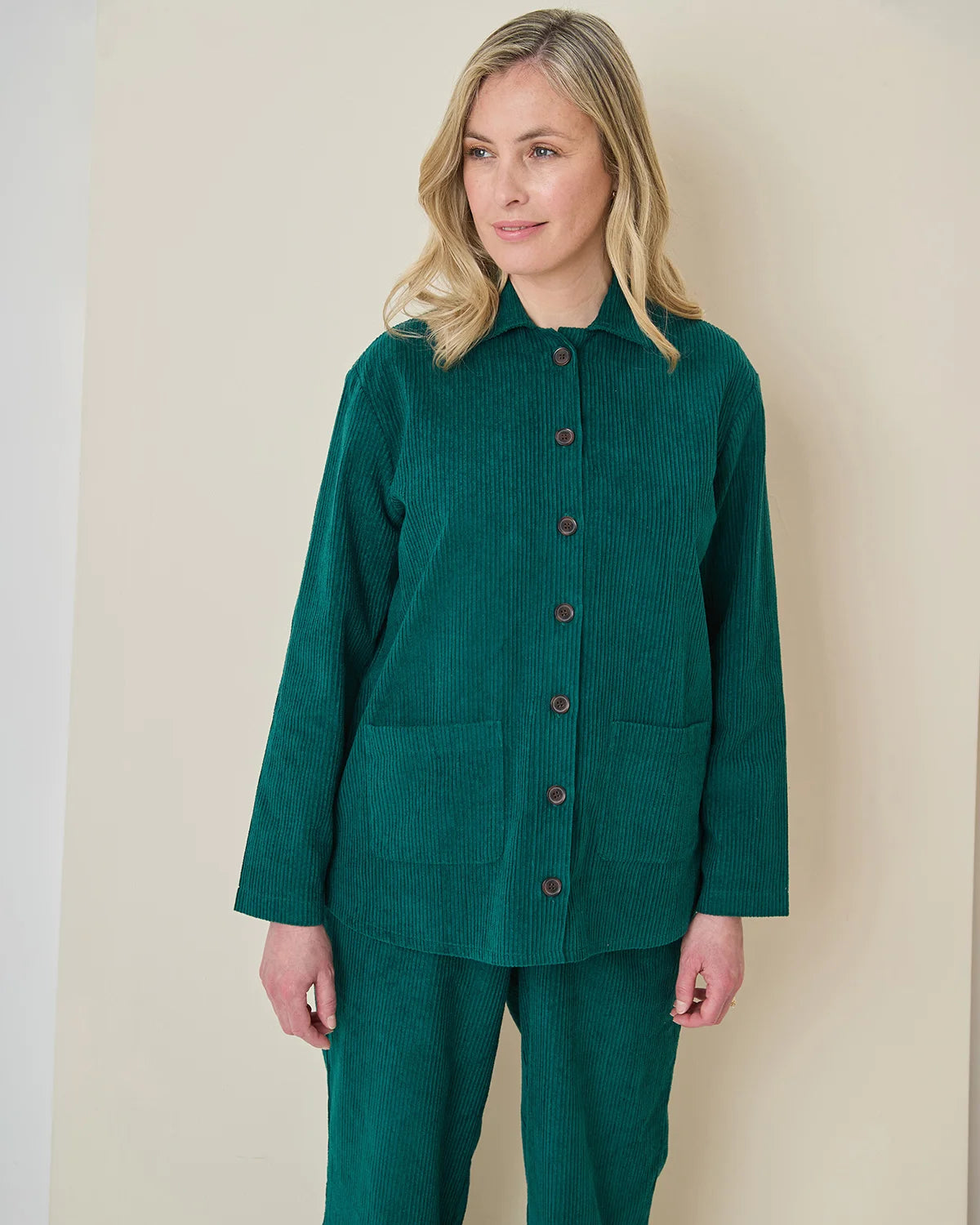 Alexis Emerald Green Cord Shirt Style Jacket