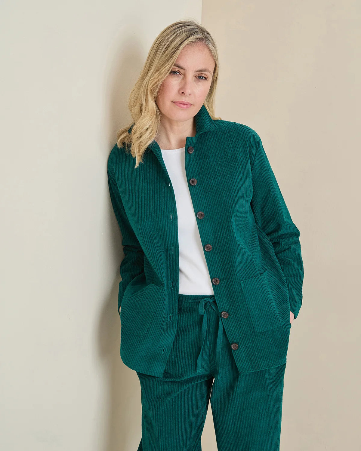 Alexis Emerald Green Cord Shirt Style Jacket