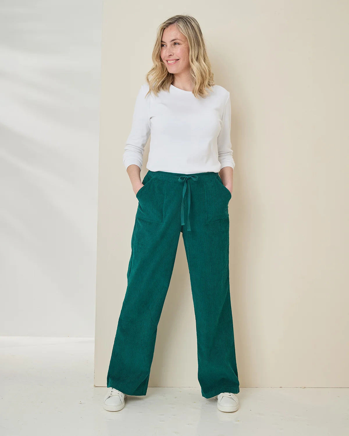 Alexis Emerald Green Cord Pull On Trousers