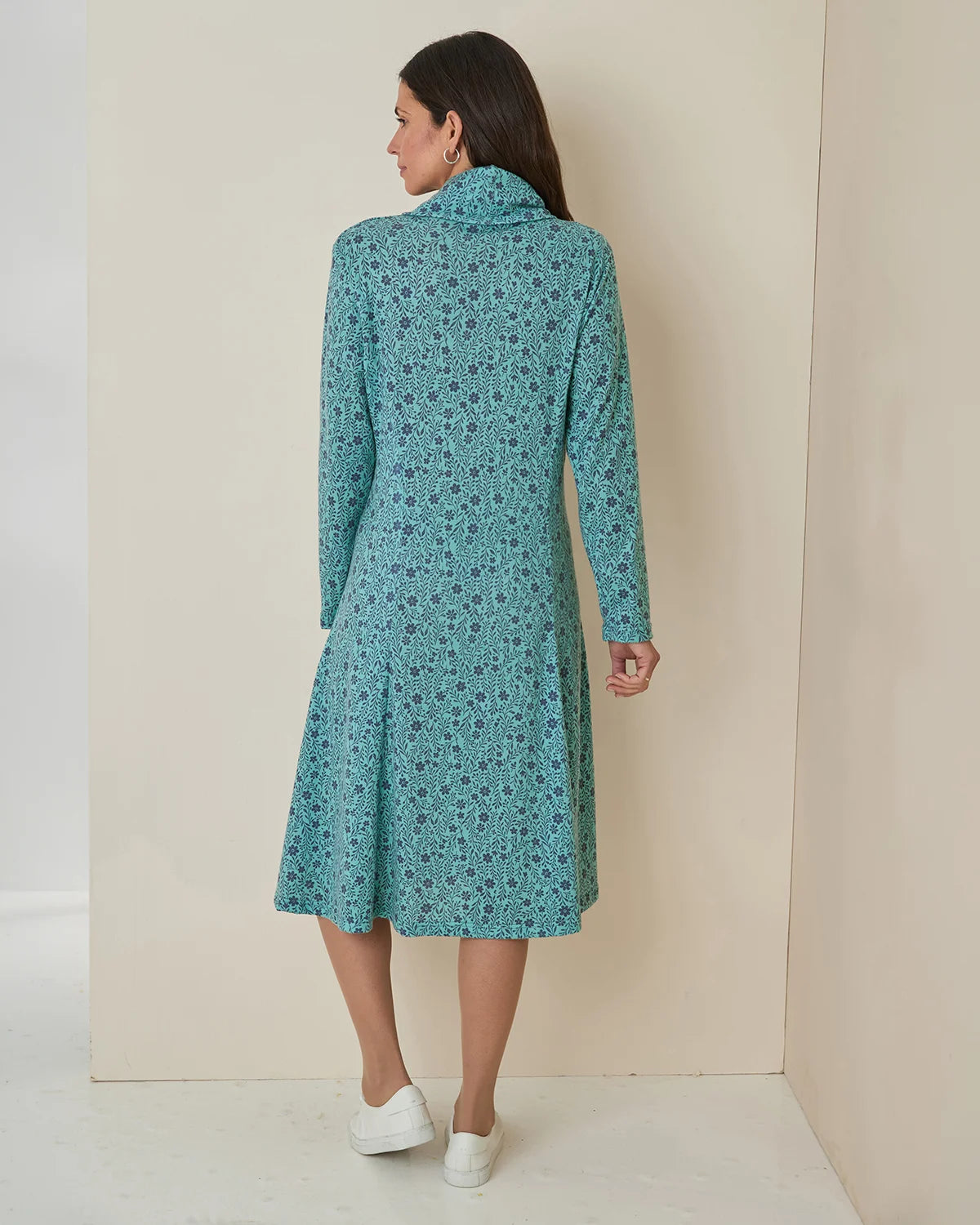Aliyah Floral Cowl Neck Long Sleeved Dress