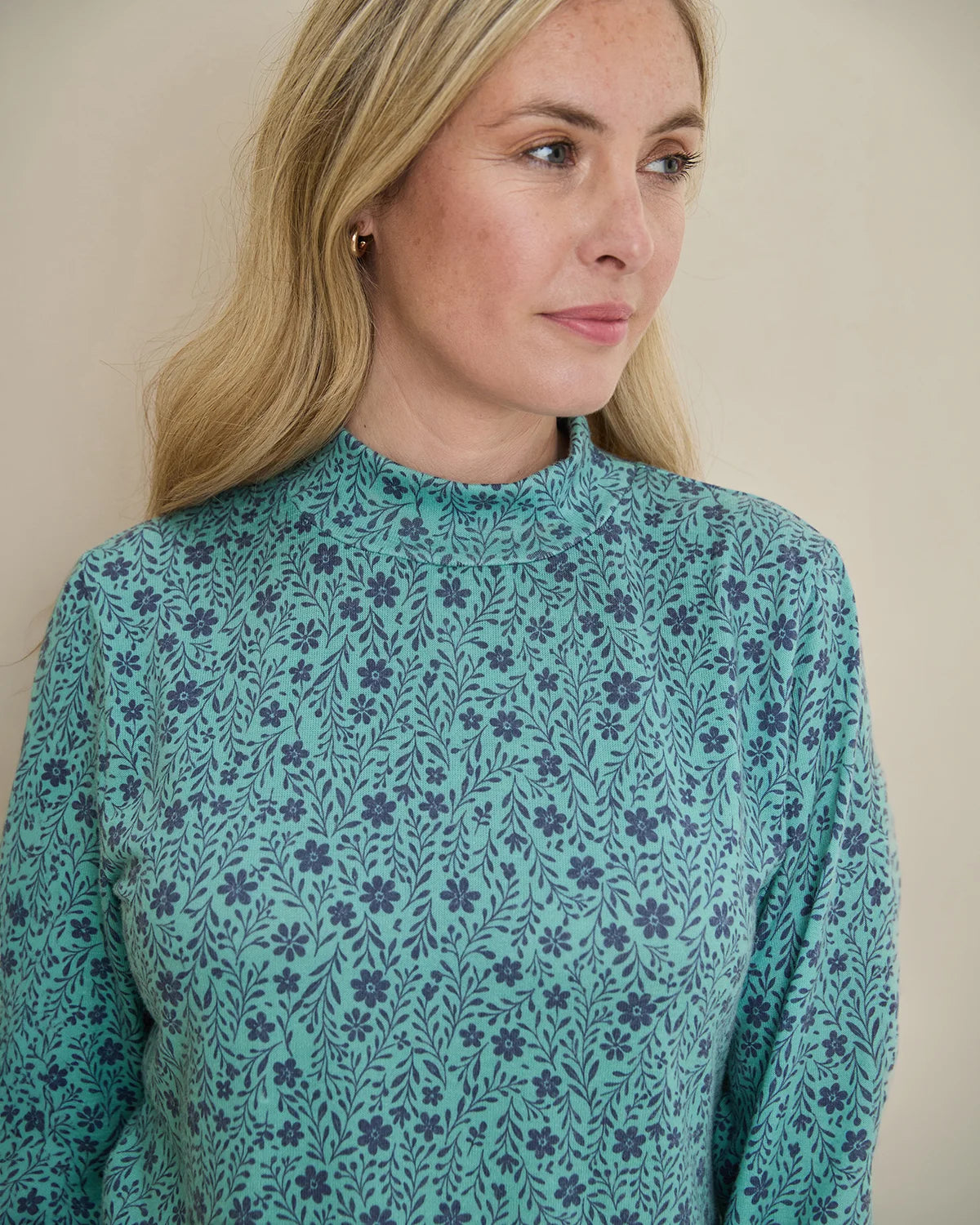 Aliyah Floral Turtle Neck Long Sleeved Top