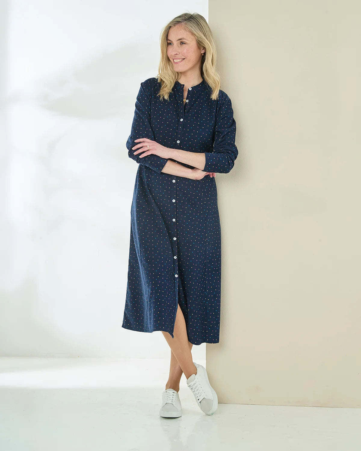 Amara Spotted Baby Cord Long Sleeve Dress