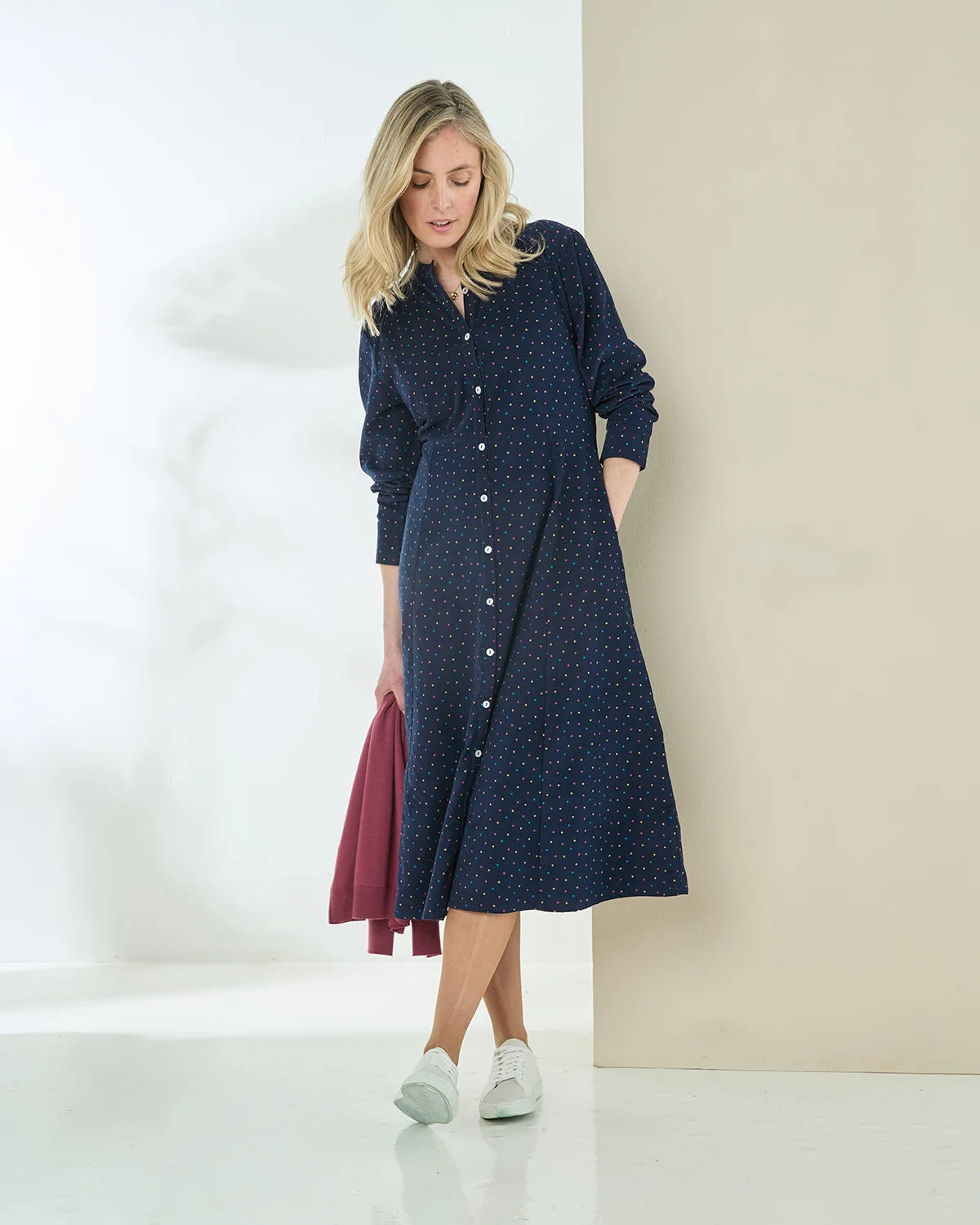 Amara Spotted Baby Cord Long Sleeve Dress