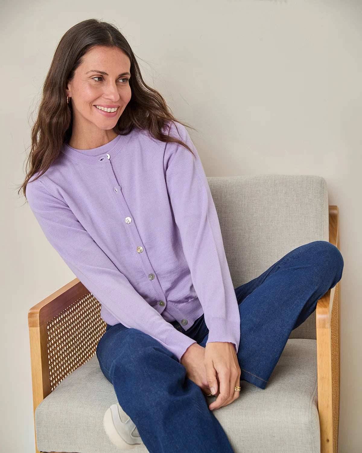 Merino Short Cardigan - Amethyst