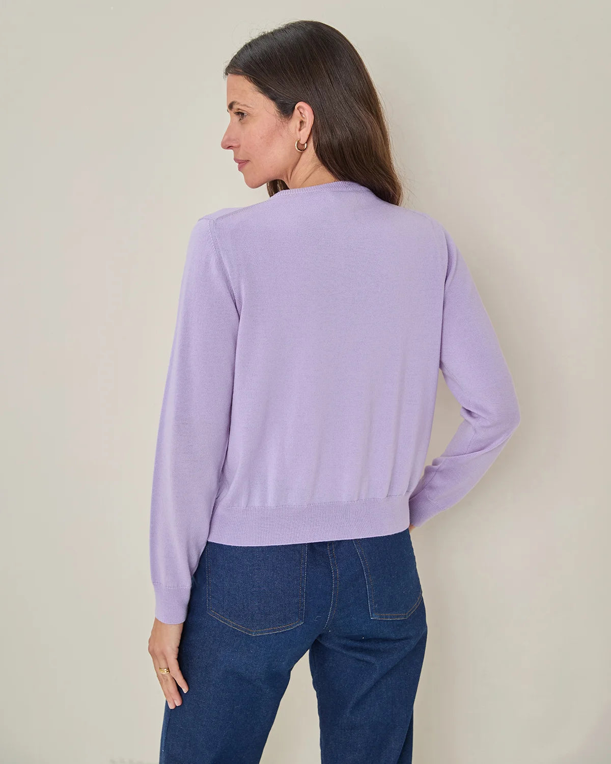 Merino Short Cardigan - Amethyst