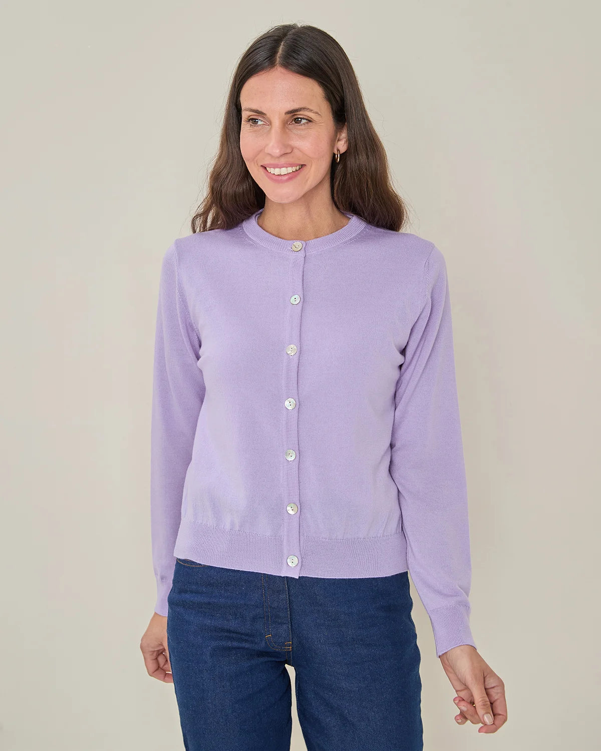 Merino Short Cardigan - Amethyst