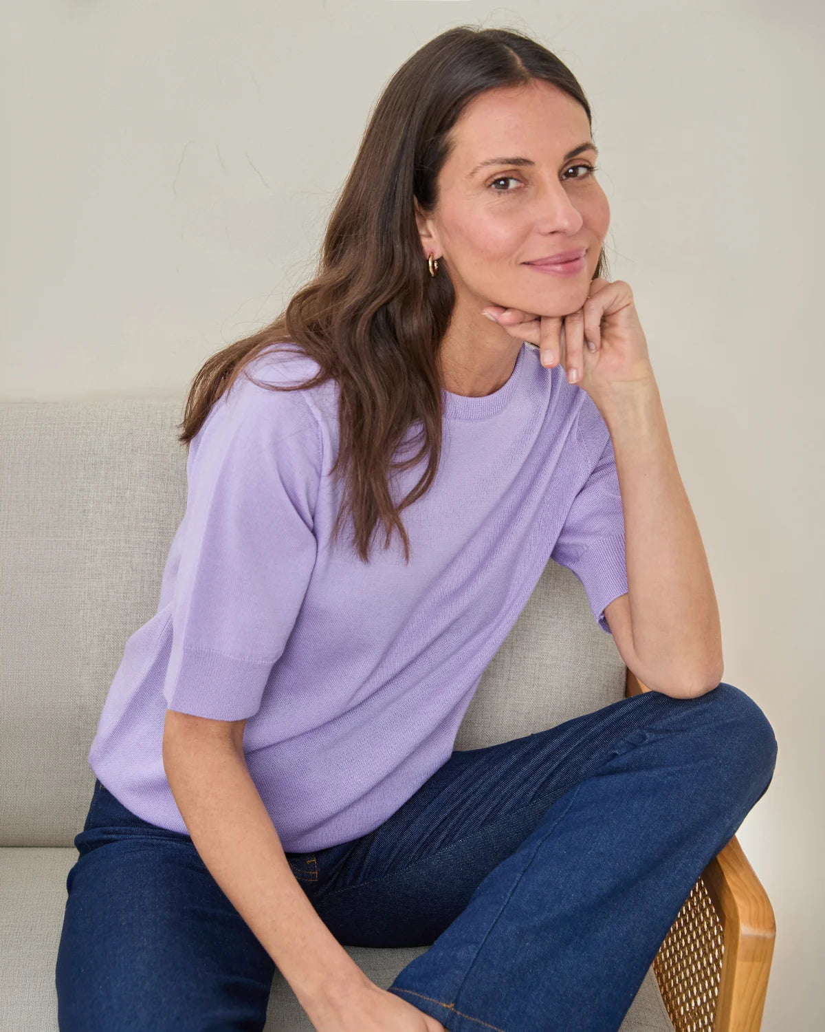 Merino Short Sleeve Crew Jumper - Amethyst