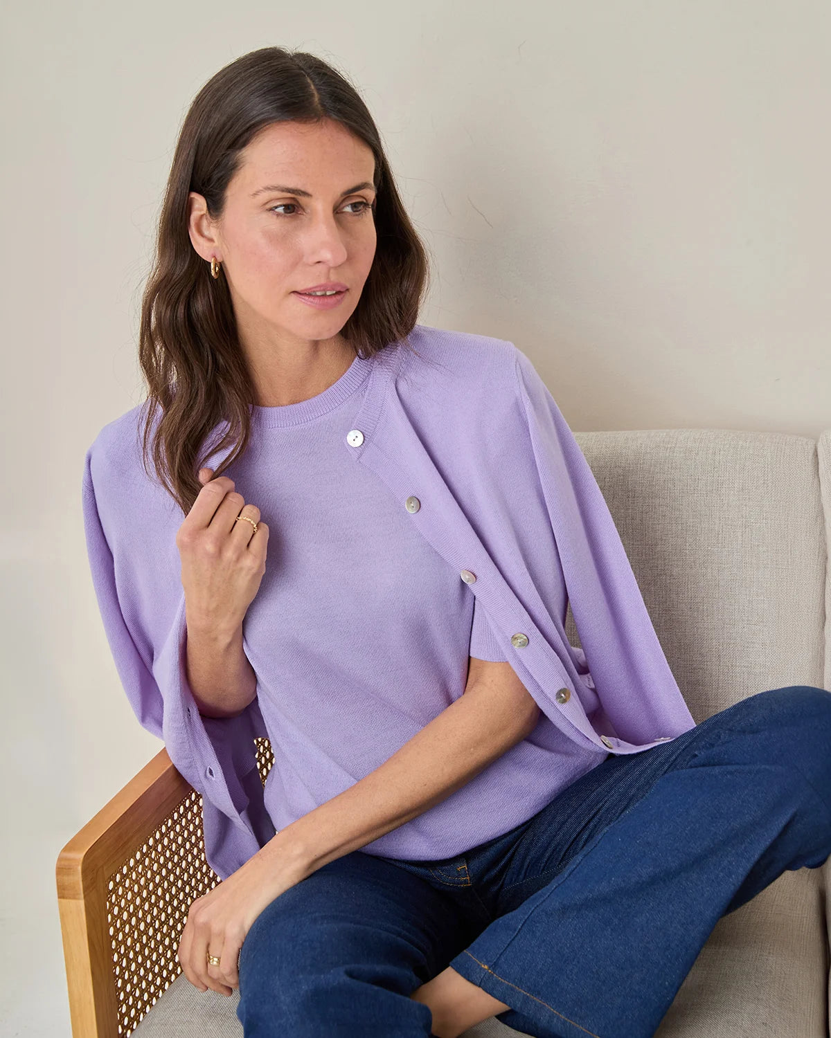 Merino Short Sleeve Crew Jumper - Amethyst