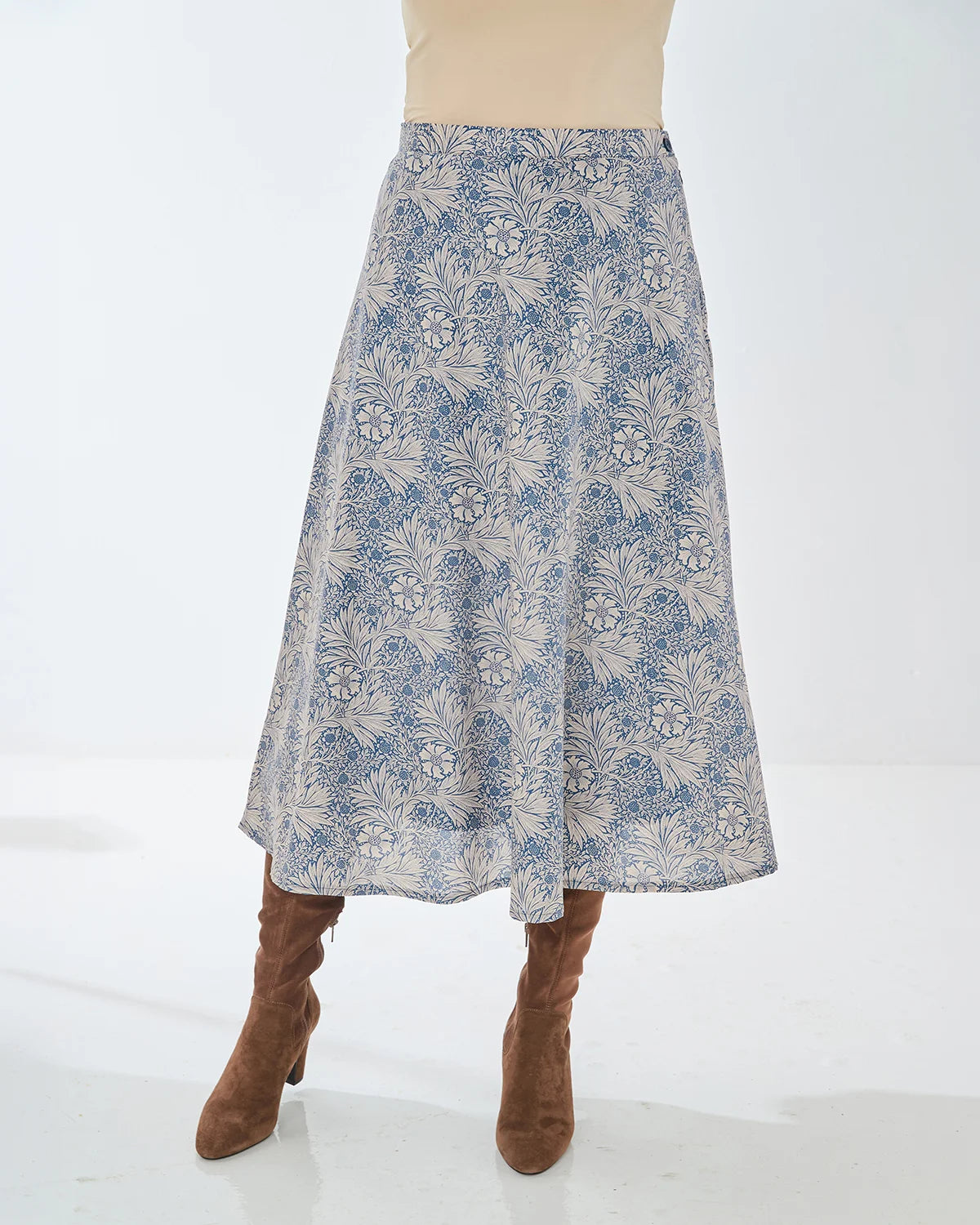 Beatrice Lined Floral Pure Cotton A Line Skirt