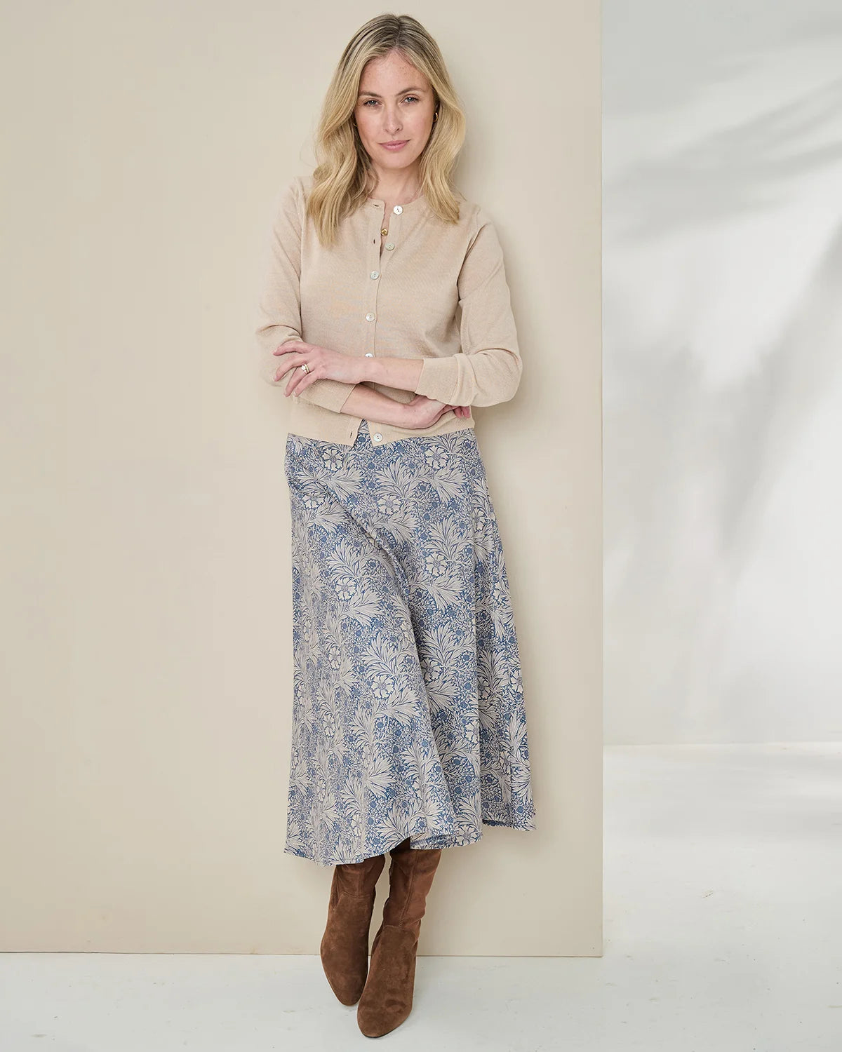 Beatrice Lined Floral Pure Cotton A Line Skirt