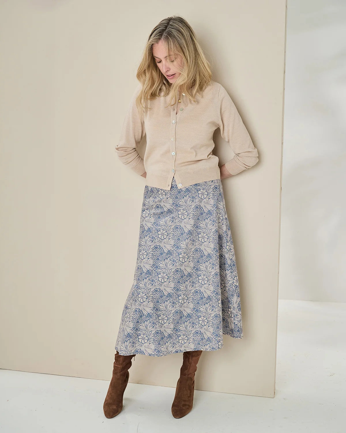 Beatrice Lined Floral Pure Cotton A Line Skirt