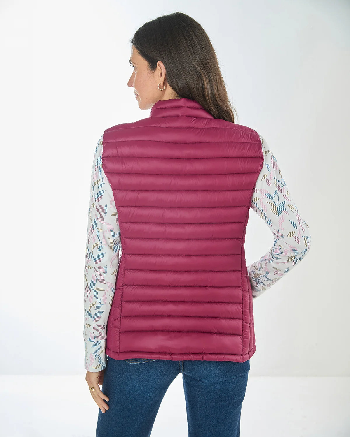 Lightly Padded Quilted Gilet - Berry