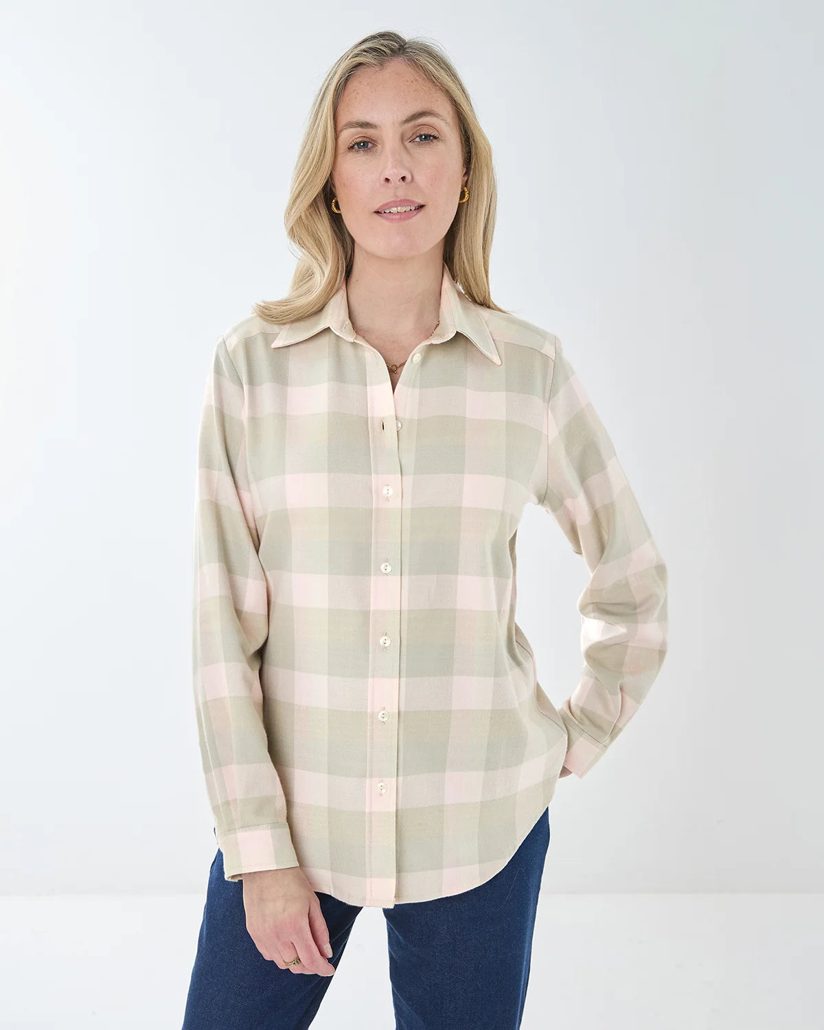 Blaine Soft Handle Pure cotton Checked Blouse