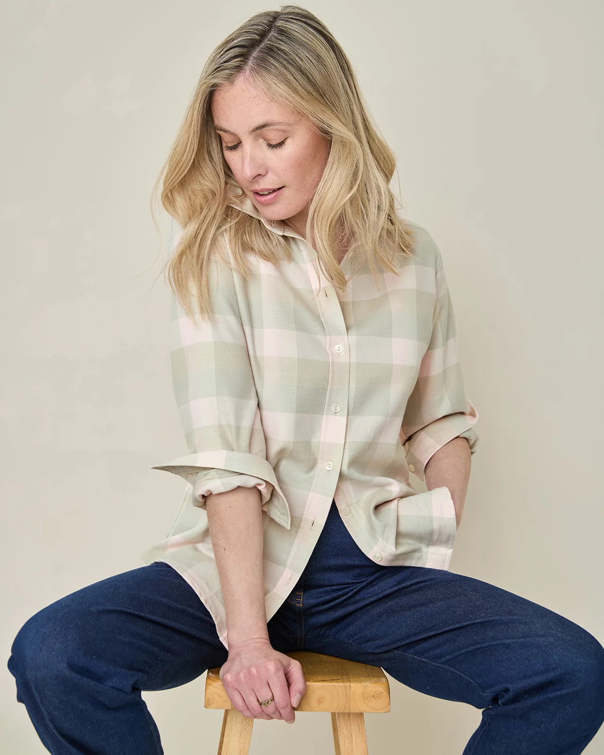 Blaine Soft Handle Pure cotton Checked Blouse