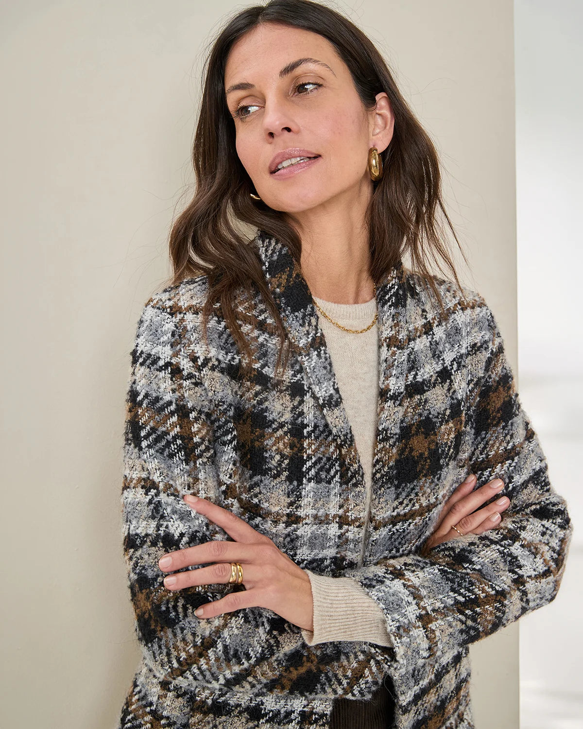 Bryony Fully Lined Wool Mix Checked Jacket