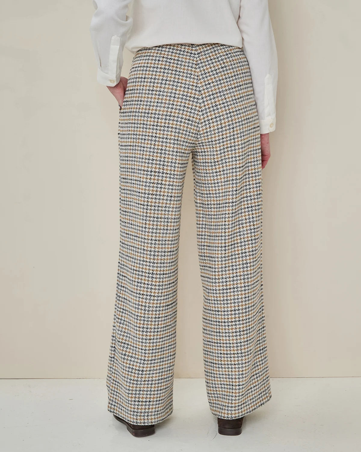 Camille checked Easycare Wide Leg Trousers