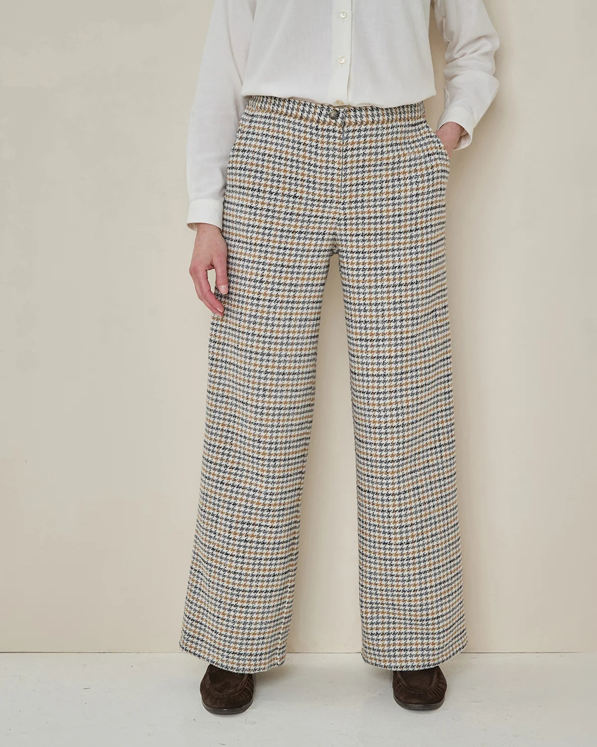Camille checked Easycare Wide Leg Trousers