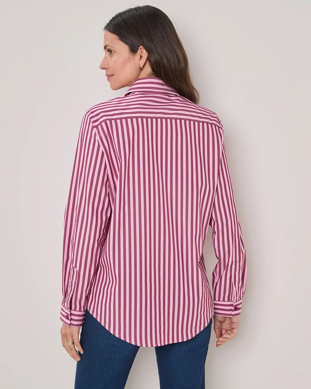 Candy Cotton Mix Long Sleeved Striped Blouse