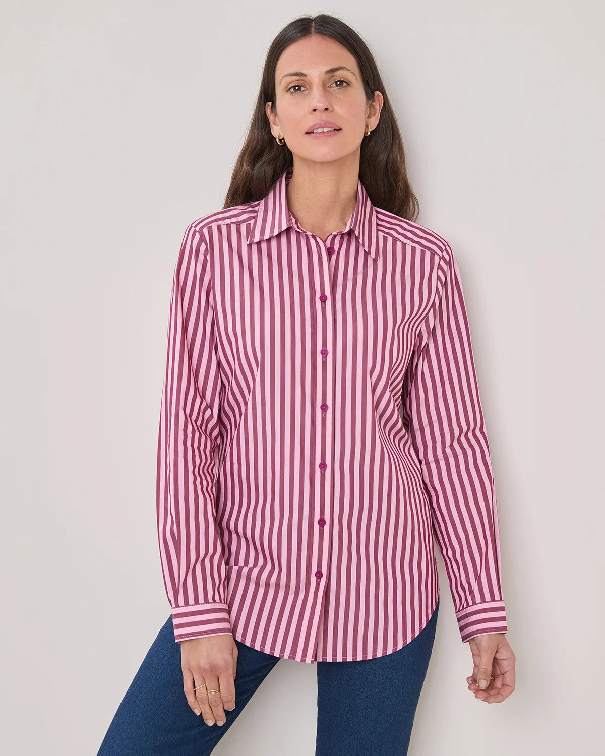Candy Cotton Mix Long Sleeved Striped Blouse