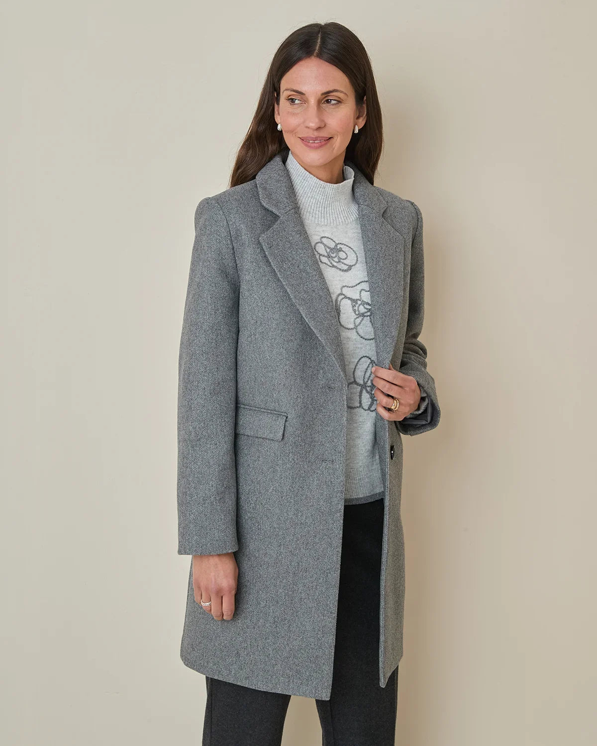 Cassandra Lined Coat - Grey Marl