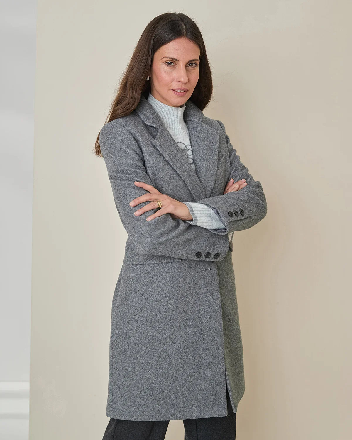 Cassandra Lined Coat - Grey Marl
