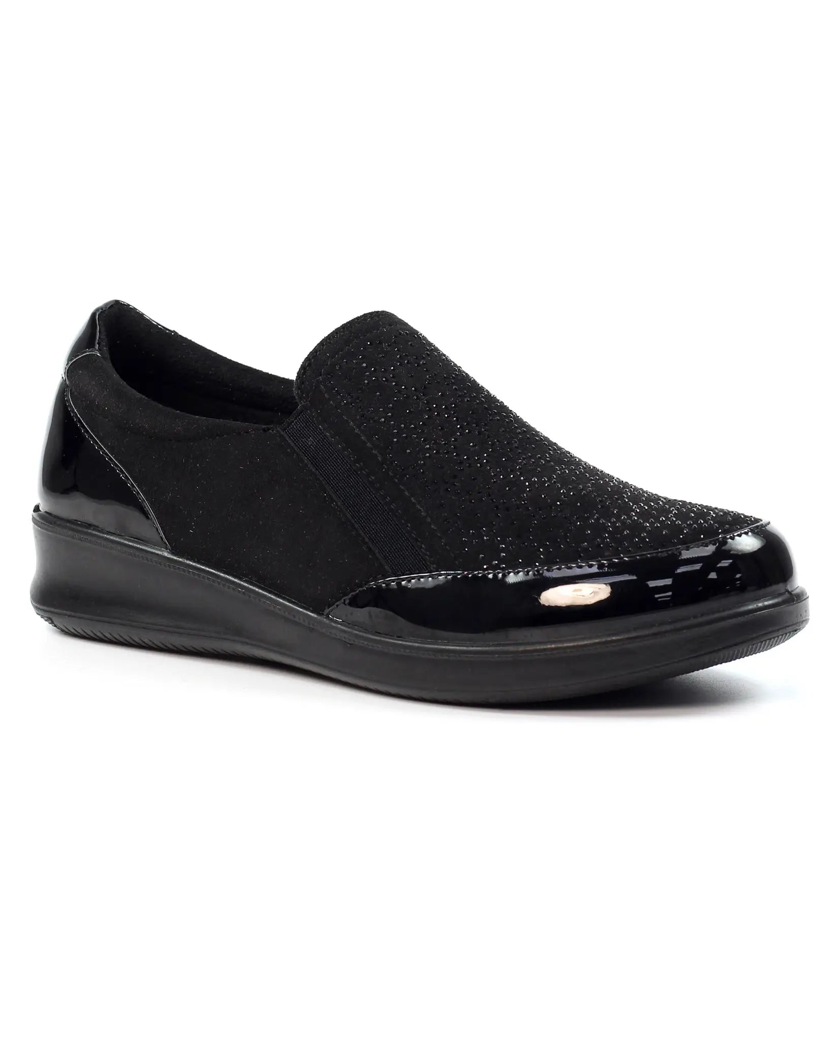 Lunar Hattie Slip On Patent Detail Shoe - Black