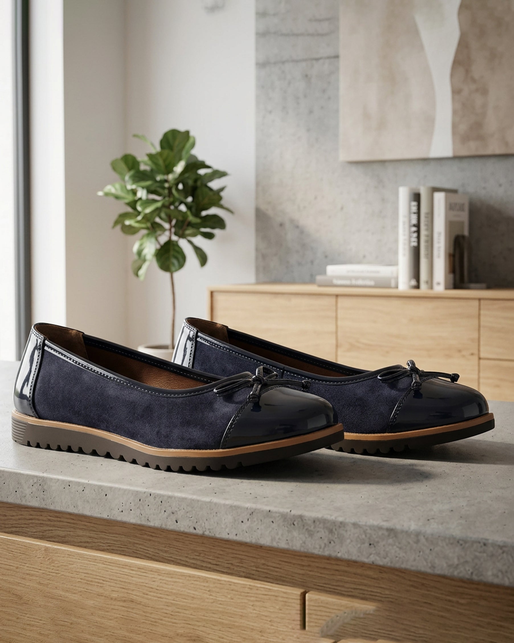 Lunar Lydia Slip On Bow Shoe - Navy