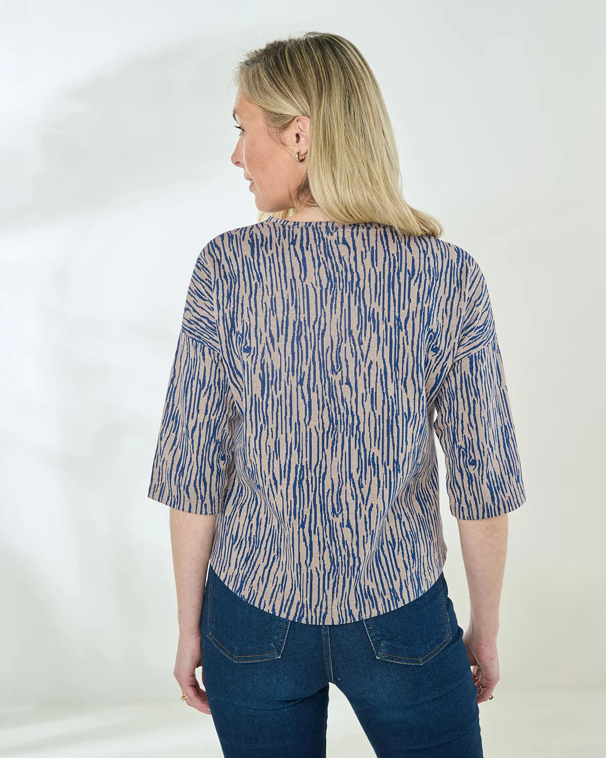 Patterned Crew Neck Dolman Sleeve Top - Cecelia
