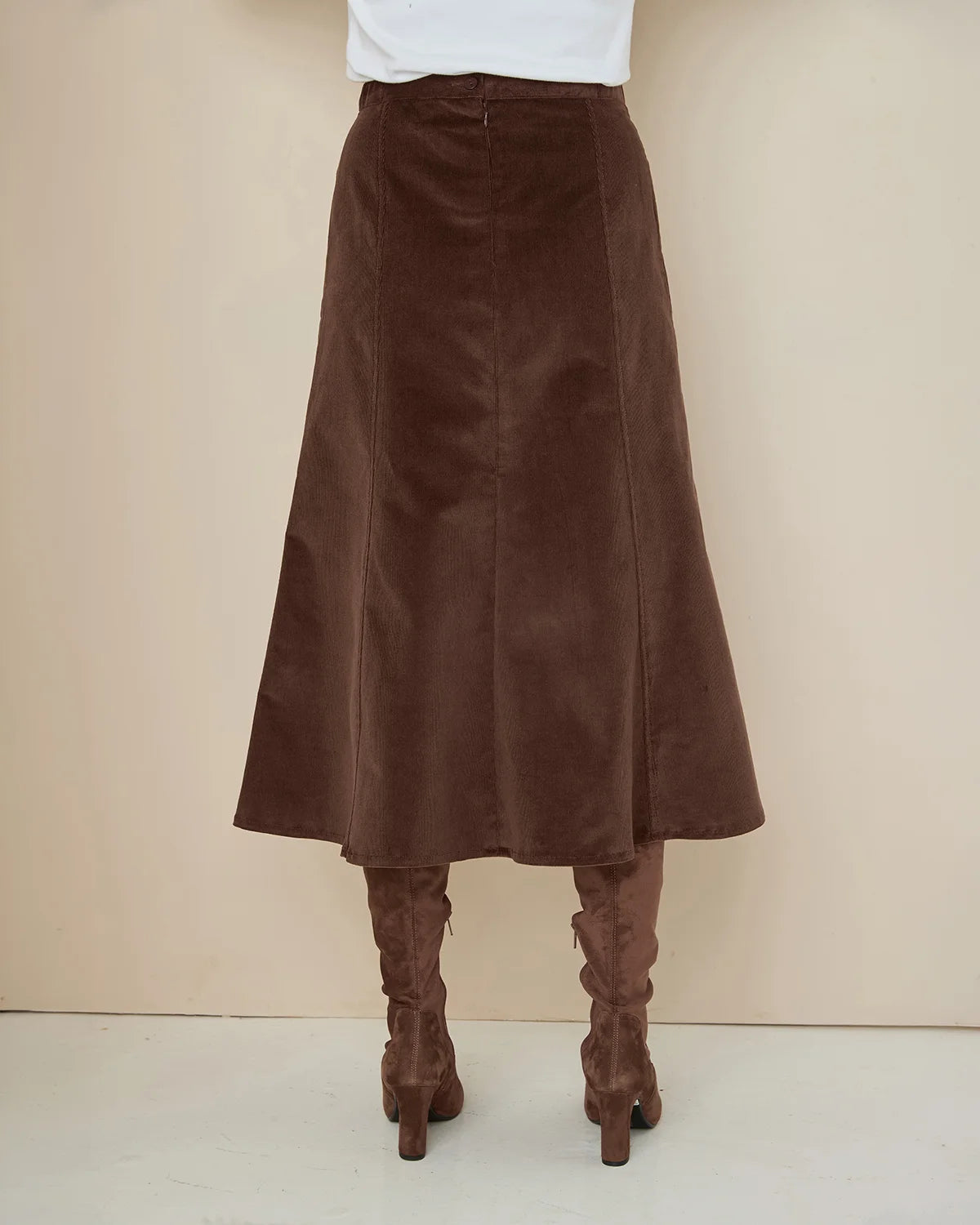 Needlecord Skirt - Chocolate