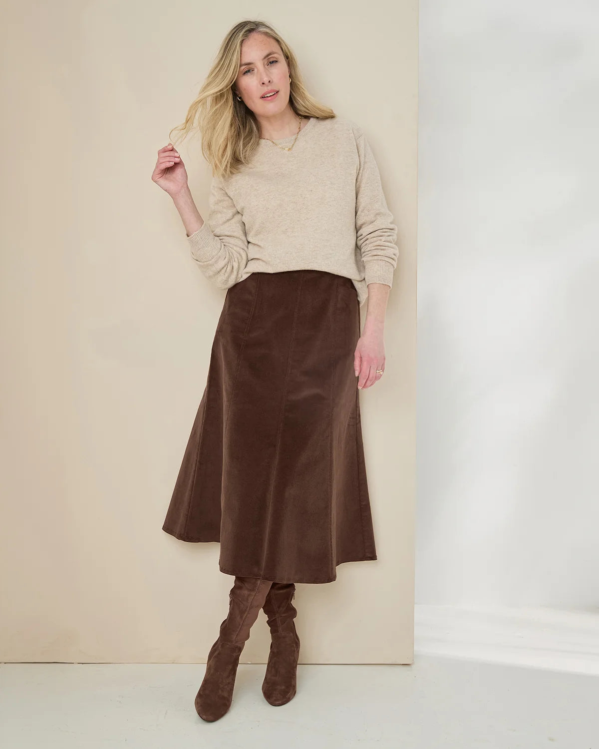 Needlecord Skirt - Chocolate