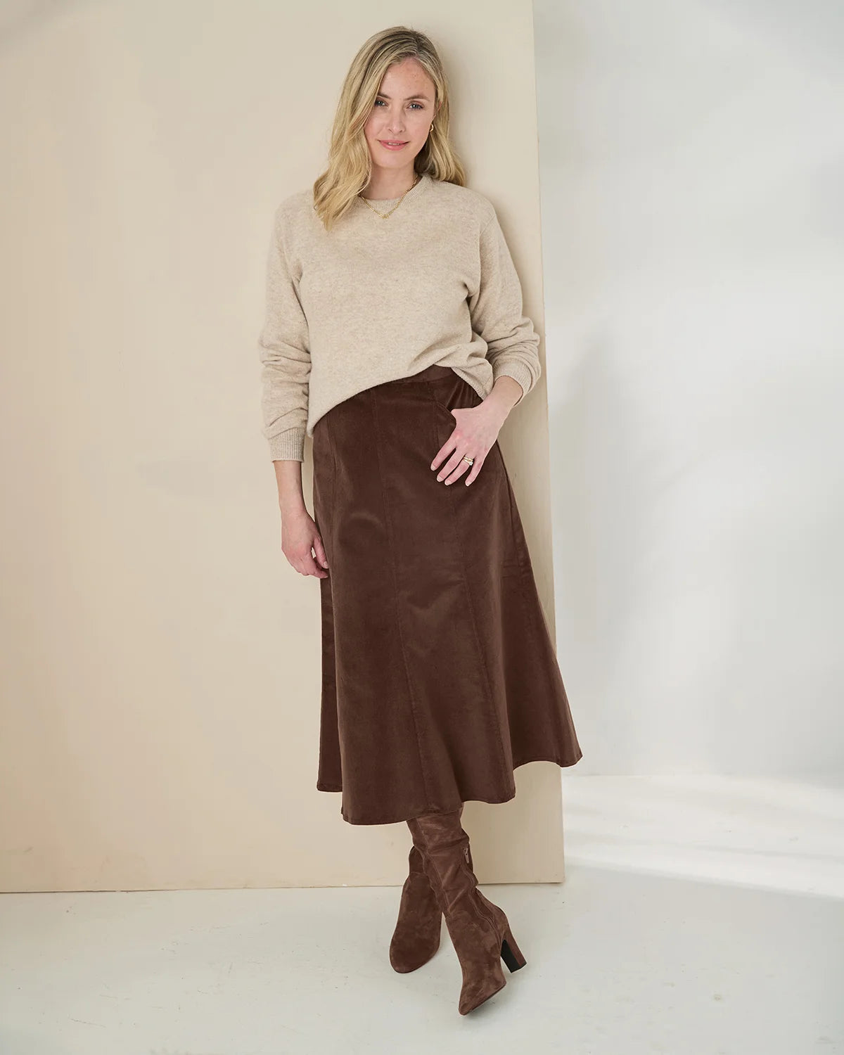 Needlecord Skirt - Chocolate