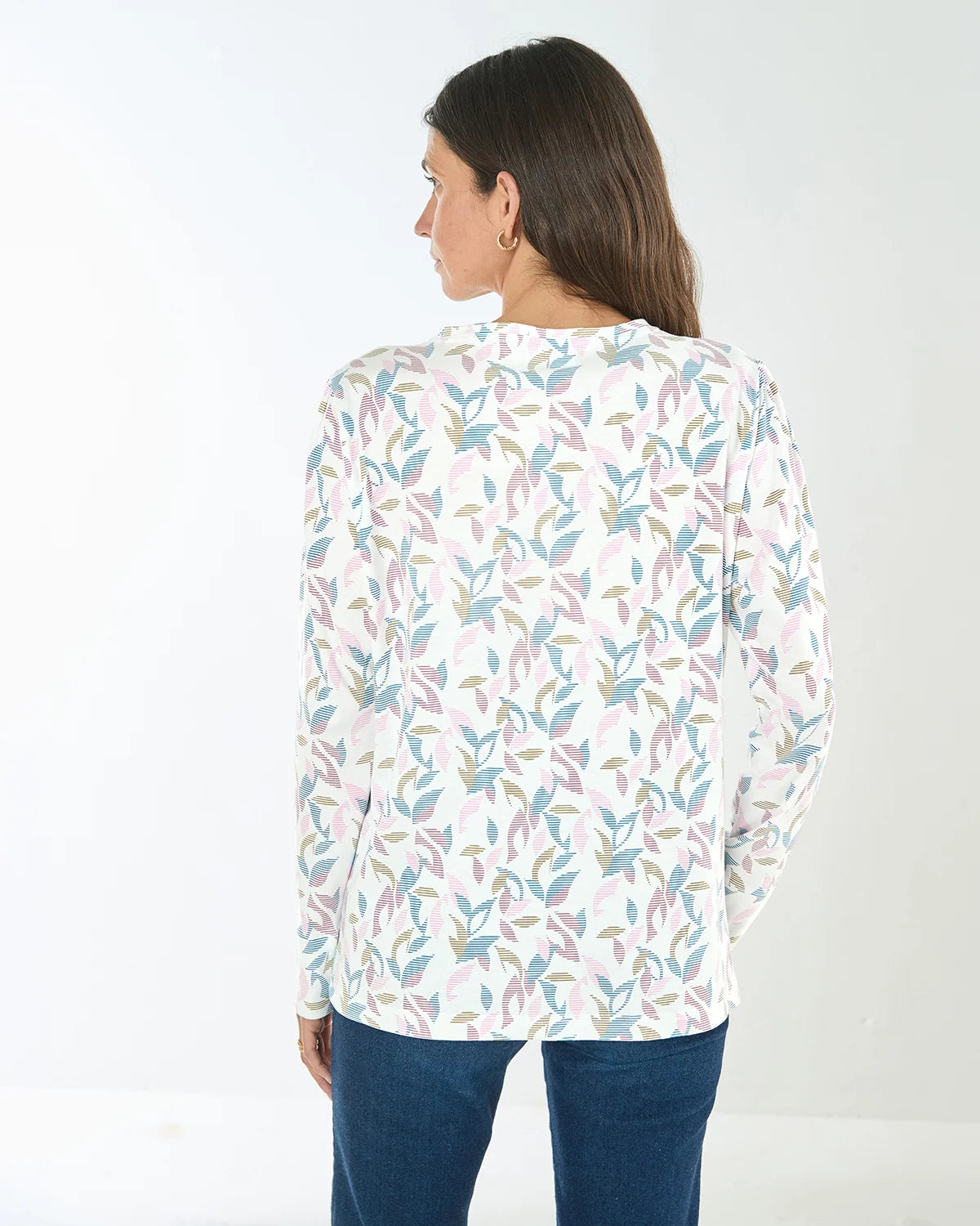 Printed Pleat Shoulder Crew Neck Top - Daisy
