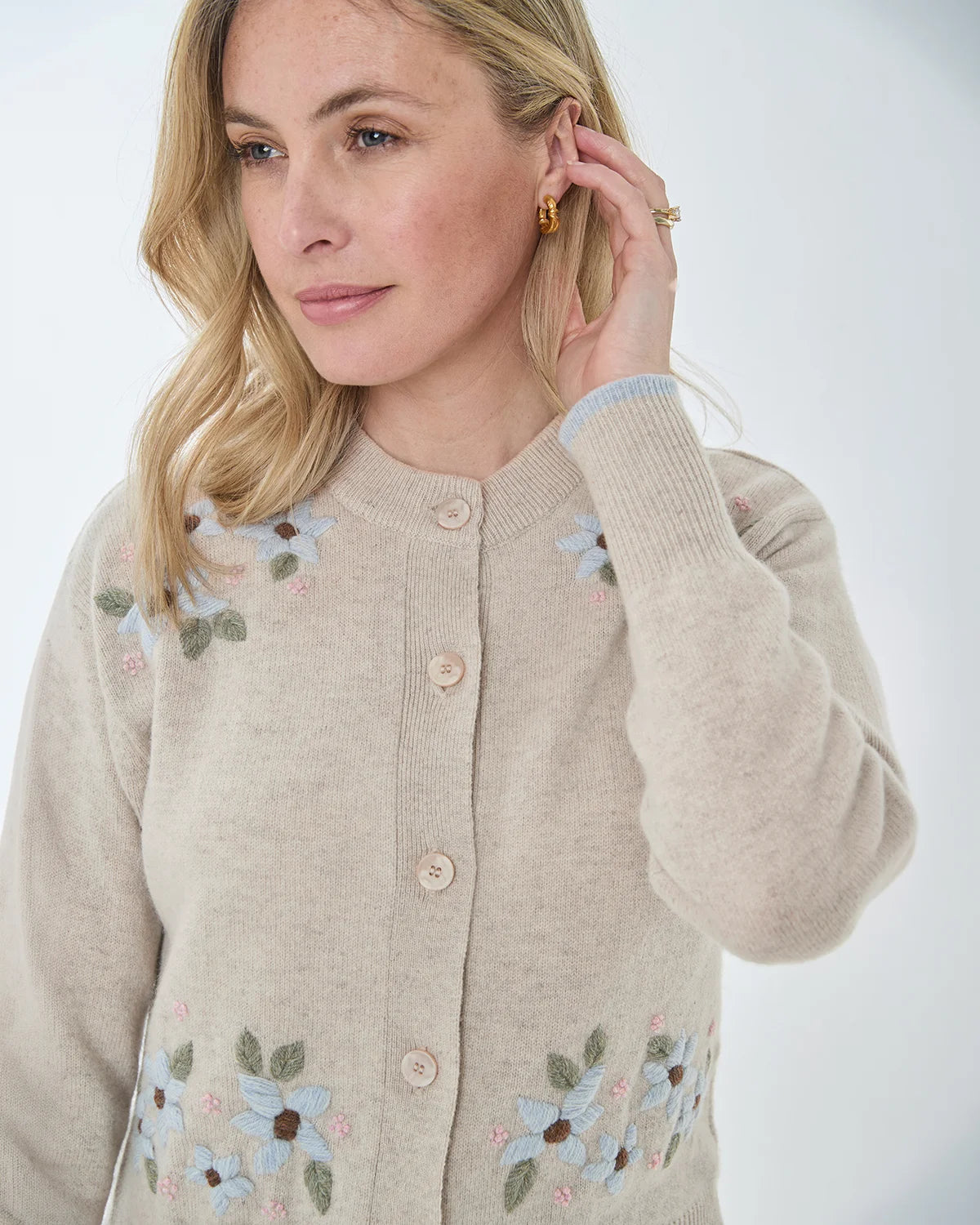Delores Embroidered Pure Lambswool Cardigan