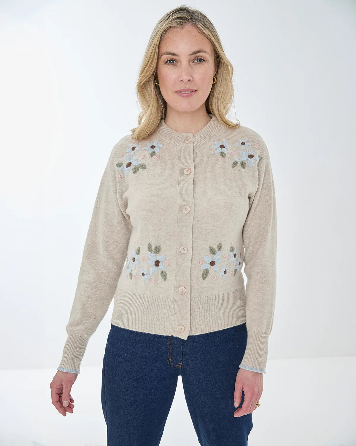 Delores Embroidered Pure Lambswool Cardigan