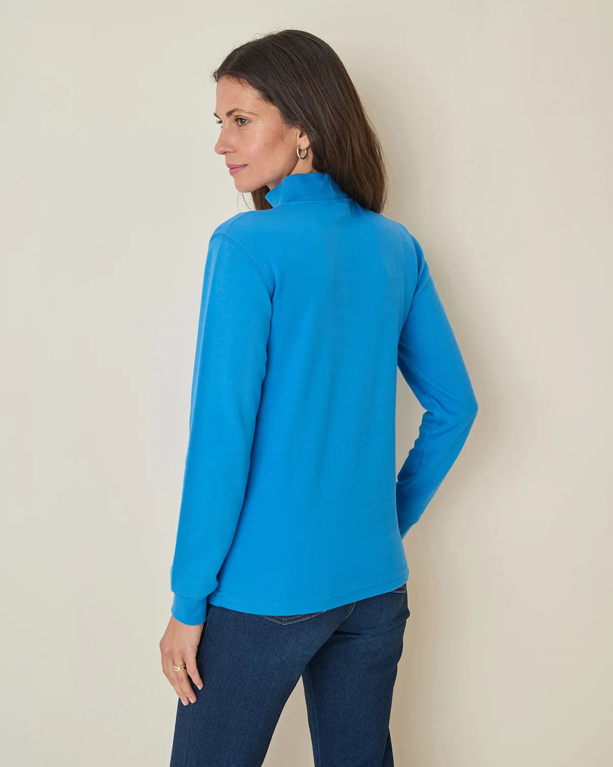 Cotton Turtle Neck Tops - Delphinium