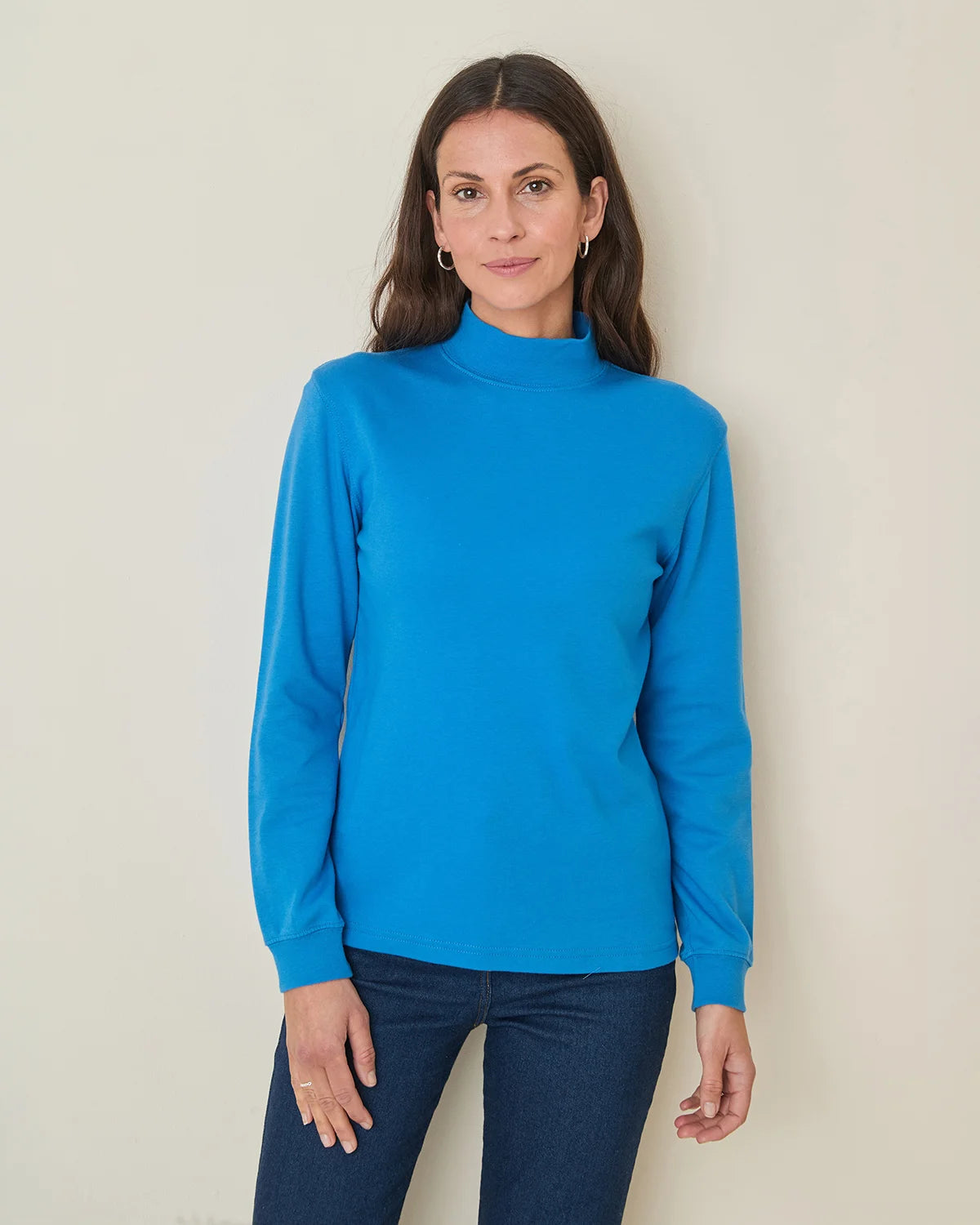 Cotton Turtle Neck Tops - Delphinium