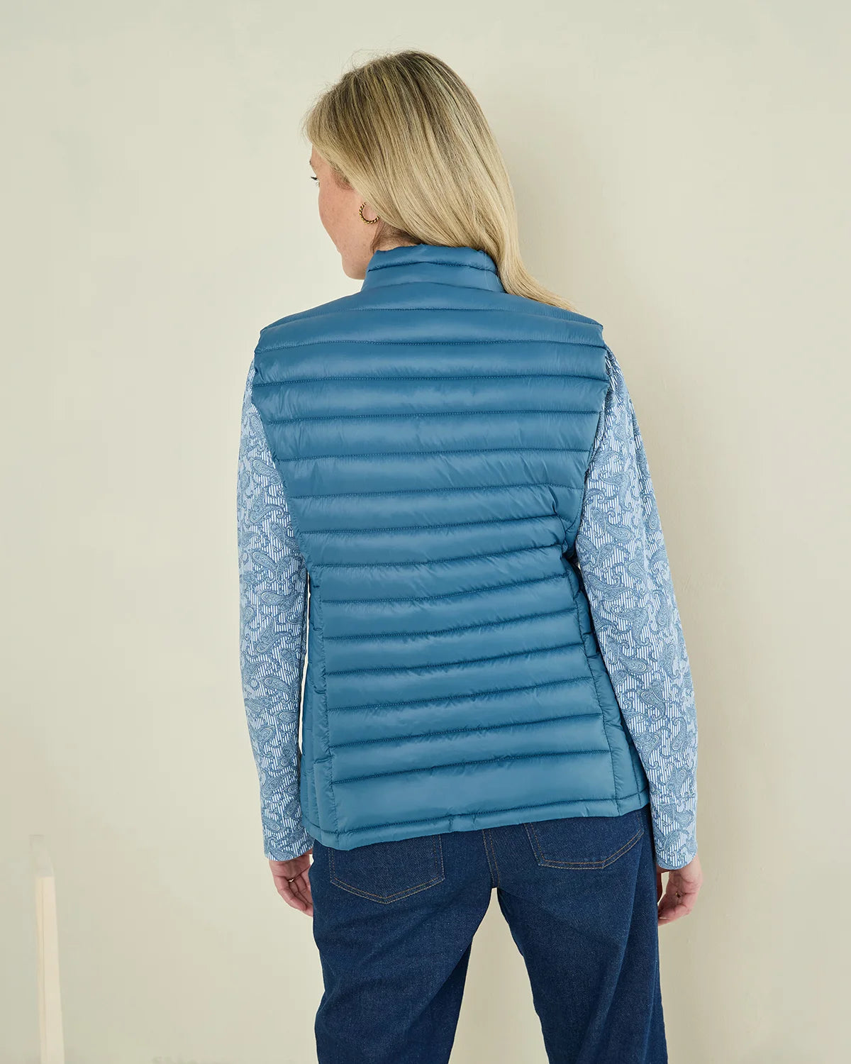 Lightly Padded Quilted Gilet - Denim Blue
