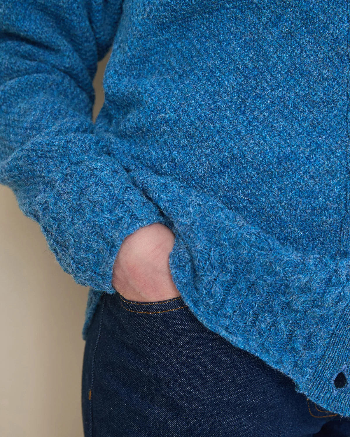 Shetland Cable Cardigan - Denim
