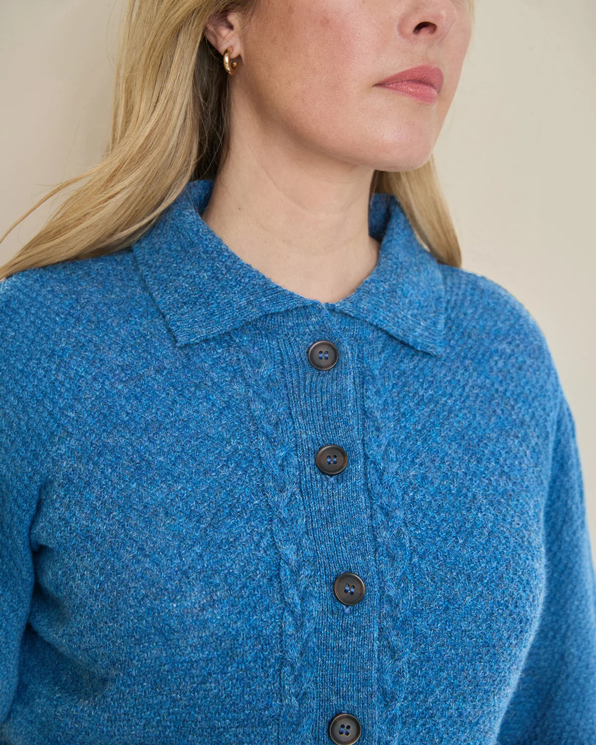 Shetland Cable Cardigan - Denim