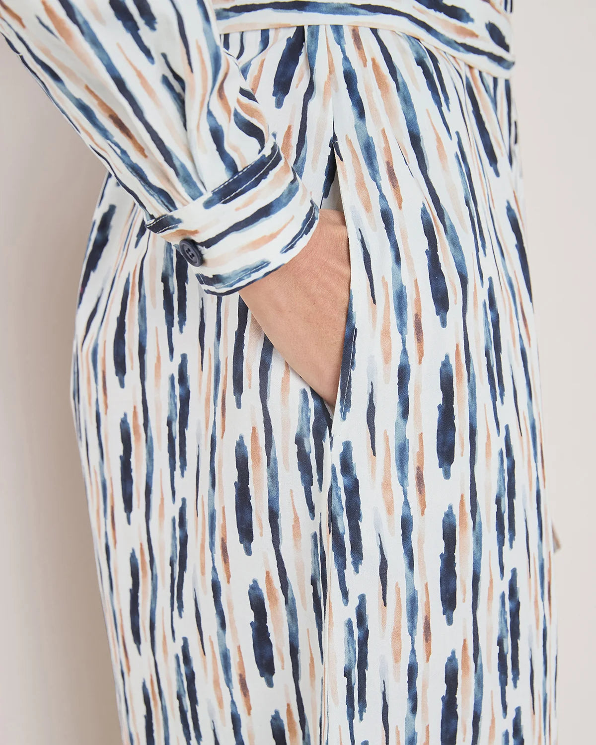 Denise Patterned Pure Cotton Long Sleeve Shirt Dress