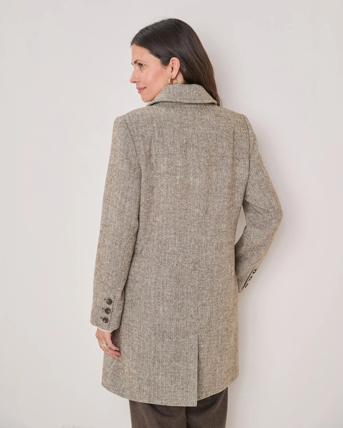 Doretta Herringbone Single Breasted Coat
