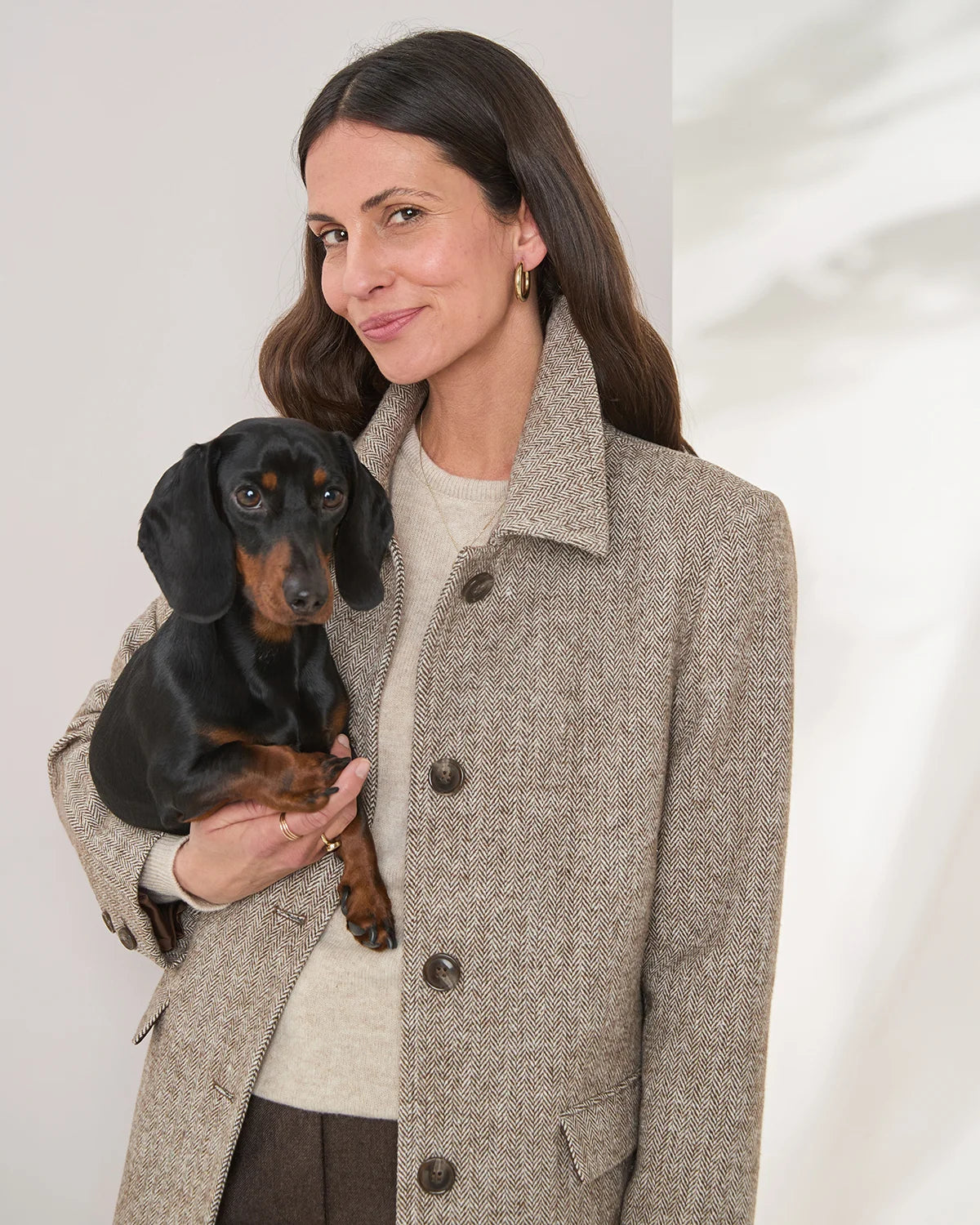 Doretta Herringbone Single Breasted Coat