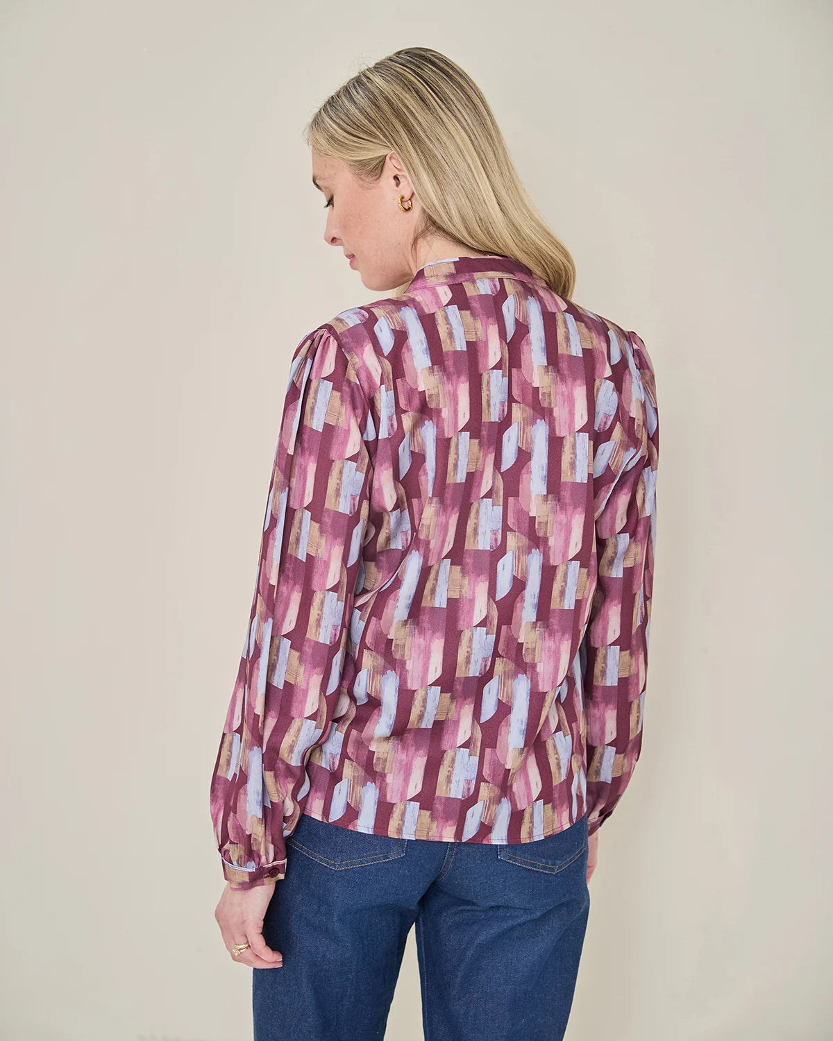 Edwina Patterned Tencel Long Sleeve Blouse