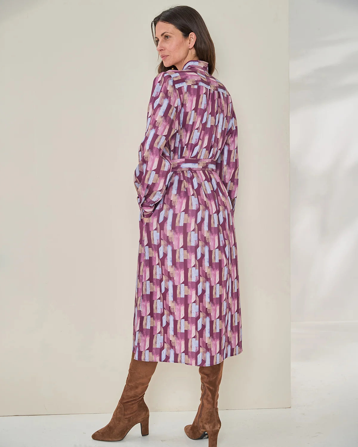 Edwina Patterned TENCEL™ Long Sleeve Shirt Dress