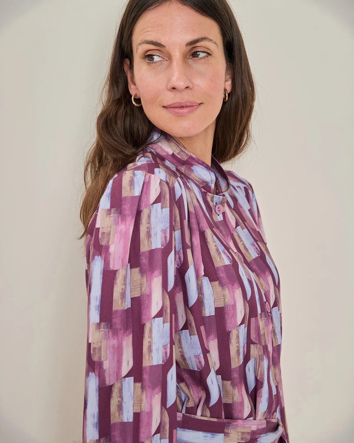 Edwina Patterned TENCEL™ Long Sleeve Shirt Dress