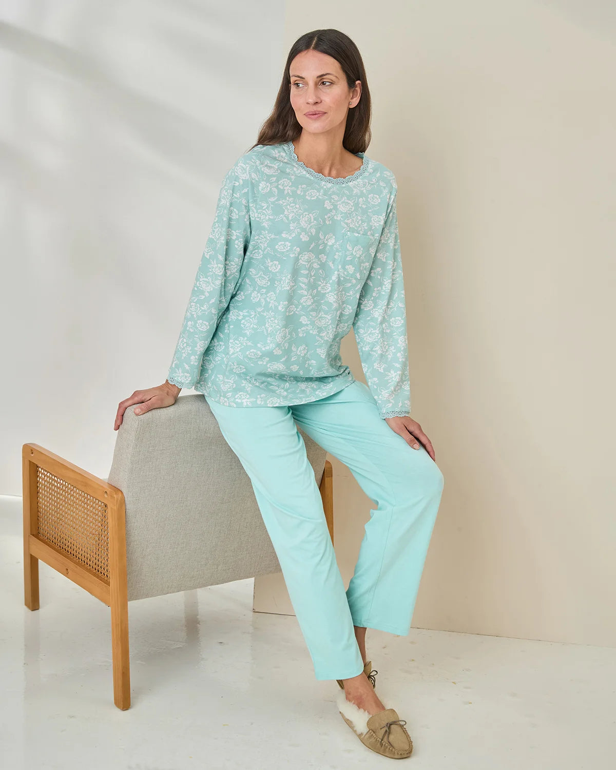 Elise Floral Long Sleeve Cotton Jersey Pyjamas