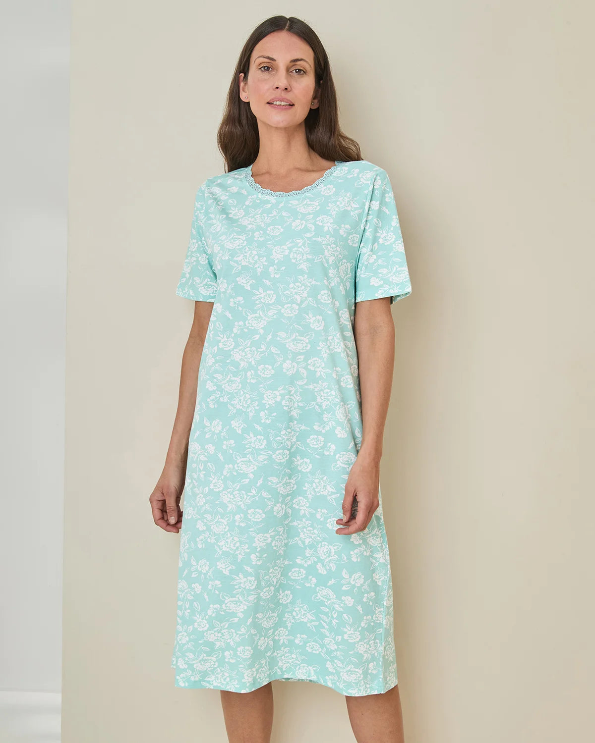 Elise Floral Short Sleeve Cotton Jersey Nightdress